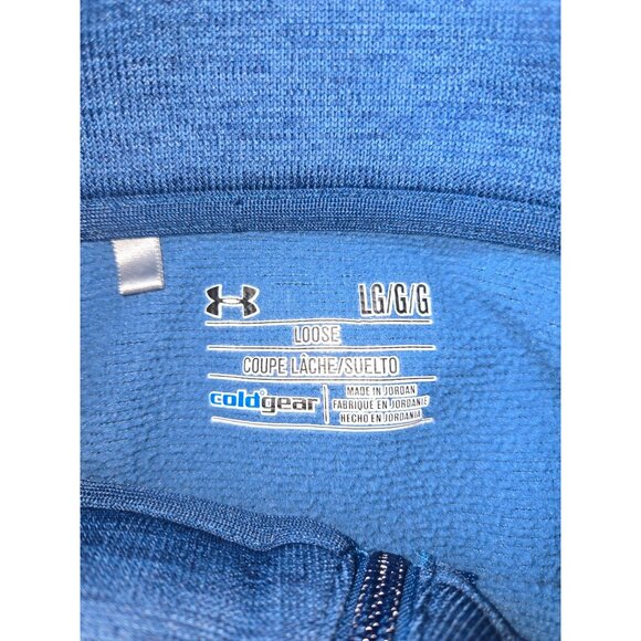 Under Armour Blue ColdGear Quarter-Zip Sweatshirt Large Loose Fit Pullover - Picture 5 of 6